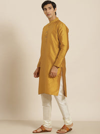 SOJANYA Kurta Design Tenunan Kuning Mustard Lelaki