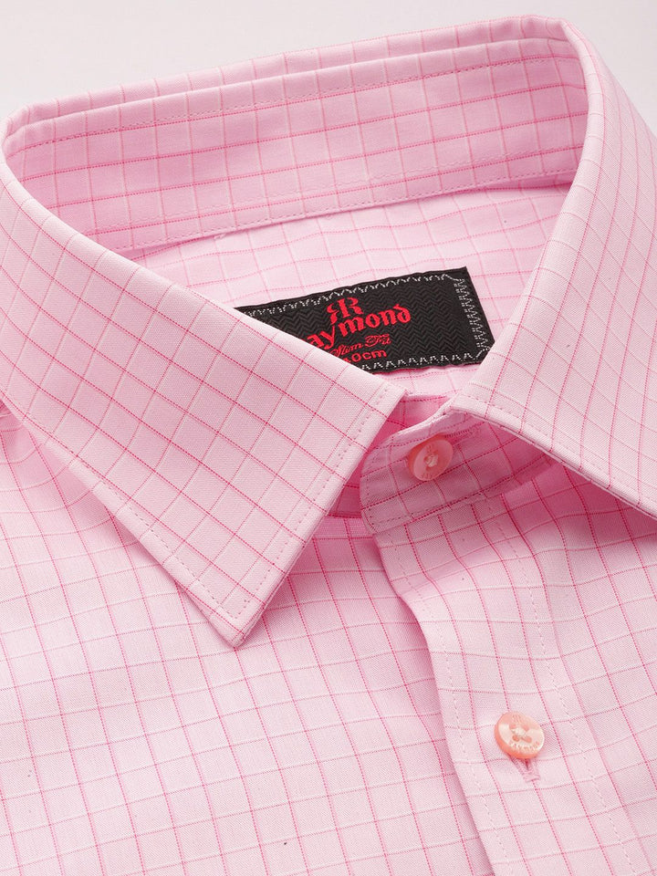 Raymond Pure Cotton Slim Fit Grid Tattersall Checks Formal Shirt