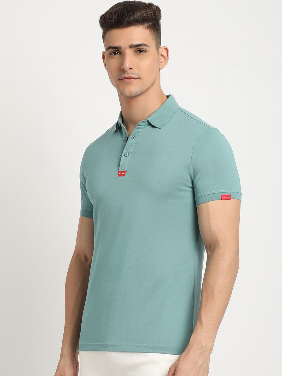 THE BEAR HOUSE Polo Collar Short Sleeves Slim Fit T-shirt