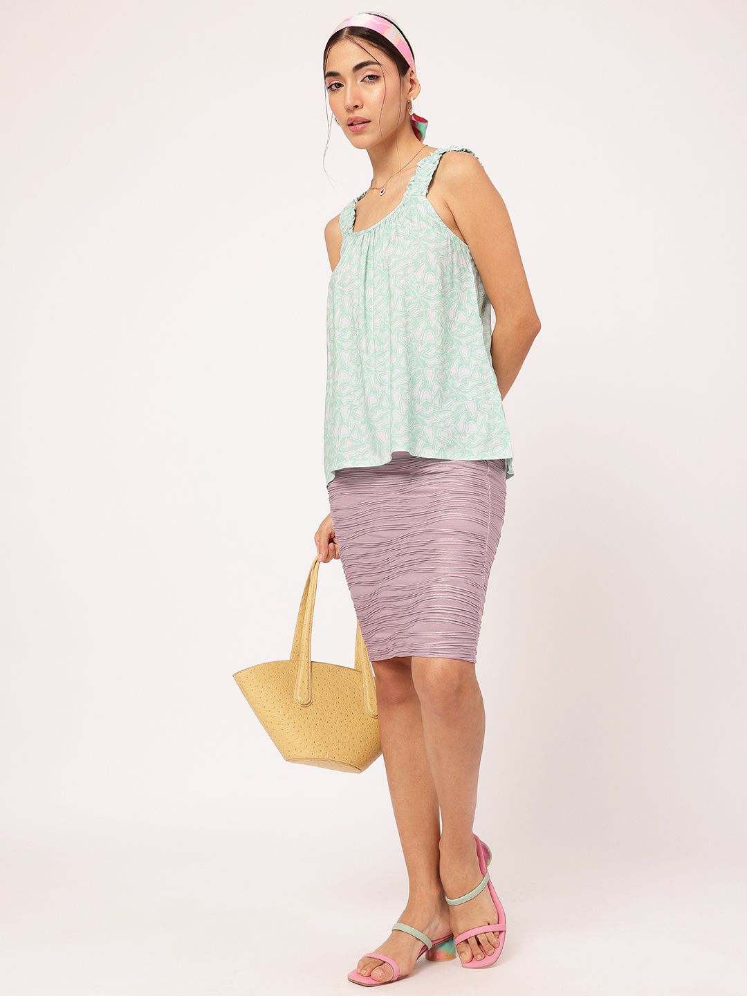 DressBerry Abstract Aesthetic Strappy Printed A-Line Top