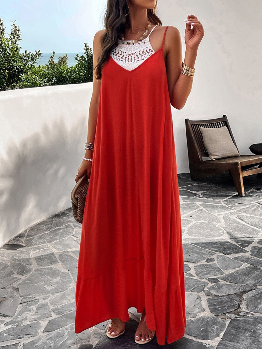 all about you Red Shoulder Straps Maxi Dress