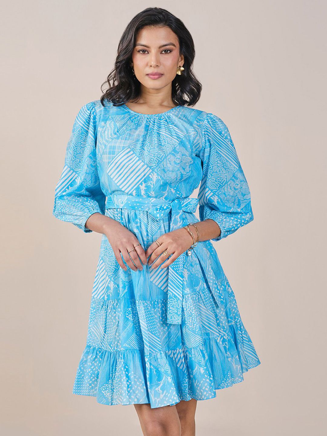AND Floral Print Fit & Flare Dress