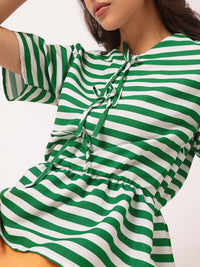 DressBerry Bowtiful Babe Striped Peplum Top
