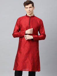 SOJANYA Men Maroon Woven Design Kurta Lurus