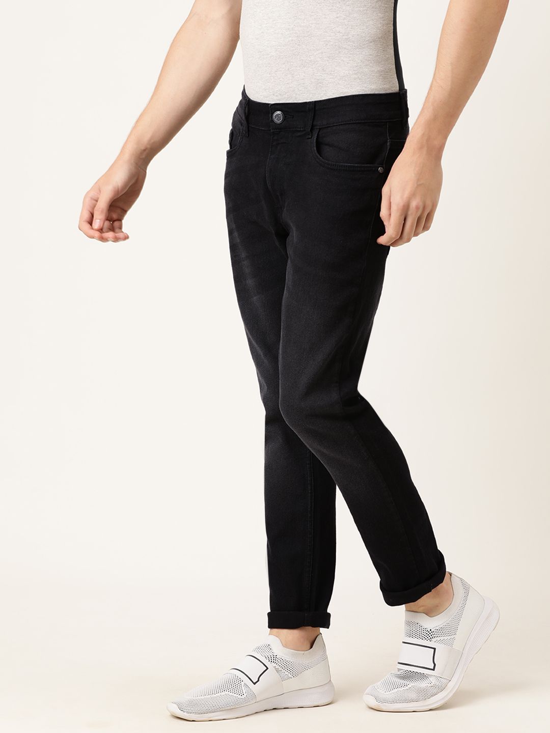 The Indian Garage Co Men Black Slim Fit Mid-Rise Clean Look Jeans