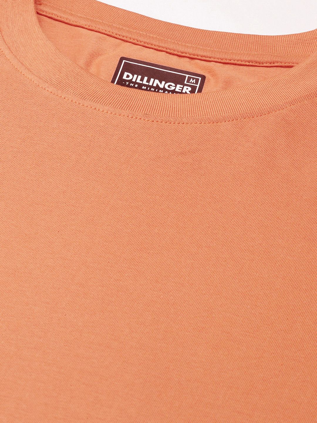 DILLINGER Men Orange Solid Pure Cotton Drop-Shoulder Sleeves Oversized Fit T-shirt