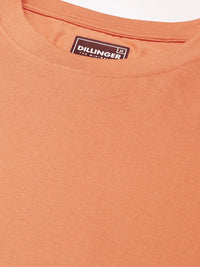 DILLINGER Men Orange Solid Pure Cotton Drop-Shoulder Sleeves Oversized Fit T-shirt