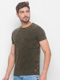 Being Human Men Green Typography T-shirt