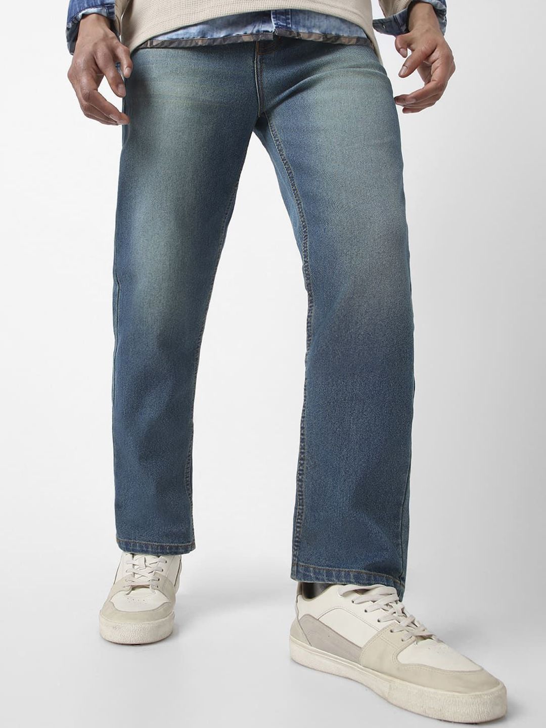 Urbano Fashion Men Straight Fit Heavy Washed Jeans Stretchable