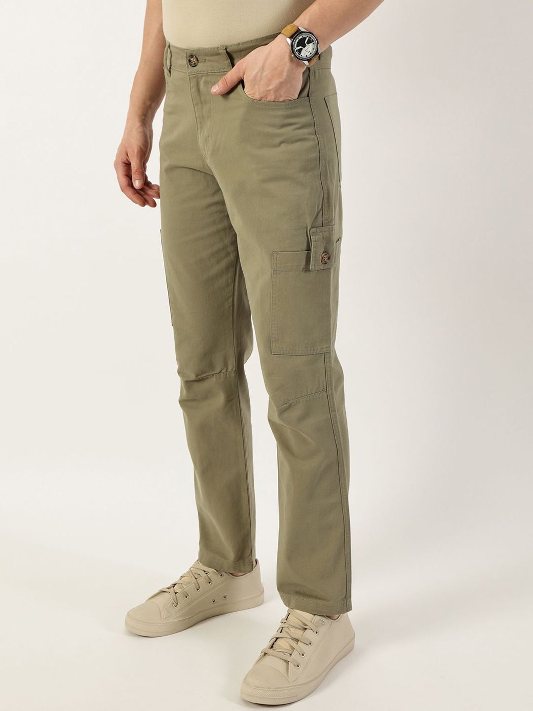 Thomas Scott Men Smart Slim Fit Easy Wash Cotton Cargos
