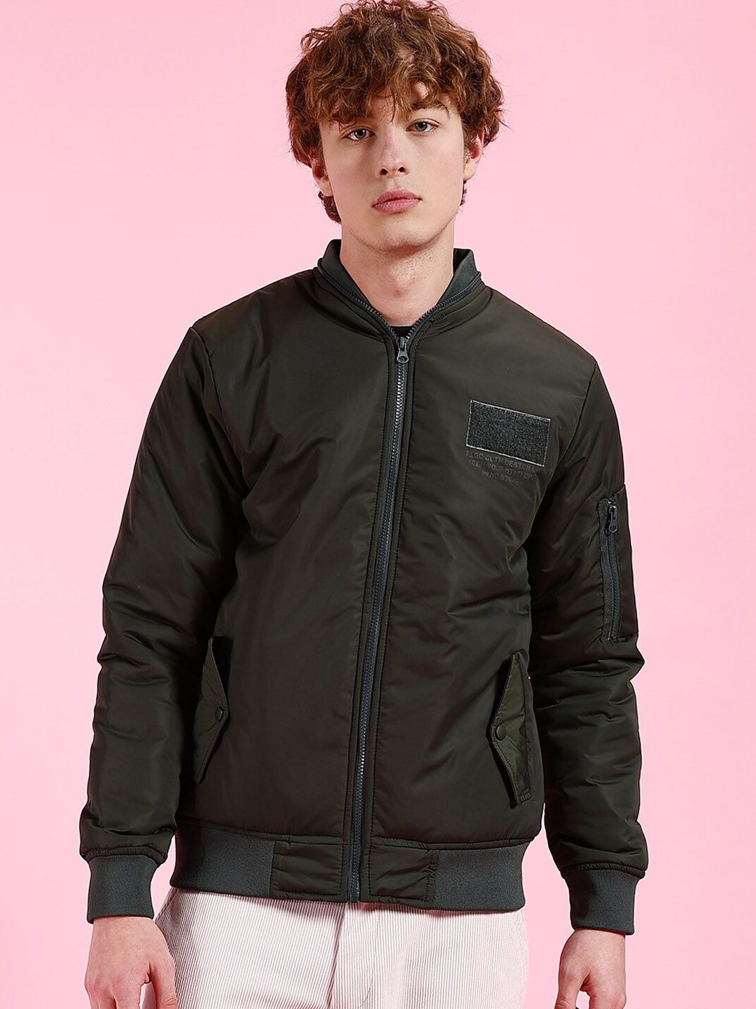 The Indian Garage Co Men Zip-Front Bomber Jacket