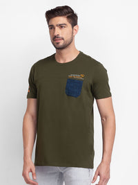 SPYKAR Typography Printed Slim Fit Casual Pocket T-shirt