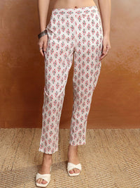 Vishudh Women Floral Printed Regular Pure Cotton Kurta with Trousers & With Dupatta