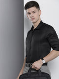 The Indian Garage Co. X Luxe Men Black Slim Fit Opaque Formal Shirt
