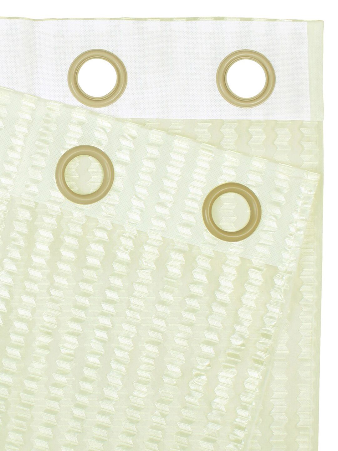 Story@home Cream Set of 2 Striped Sheer Window Curtain