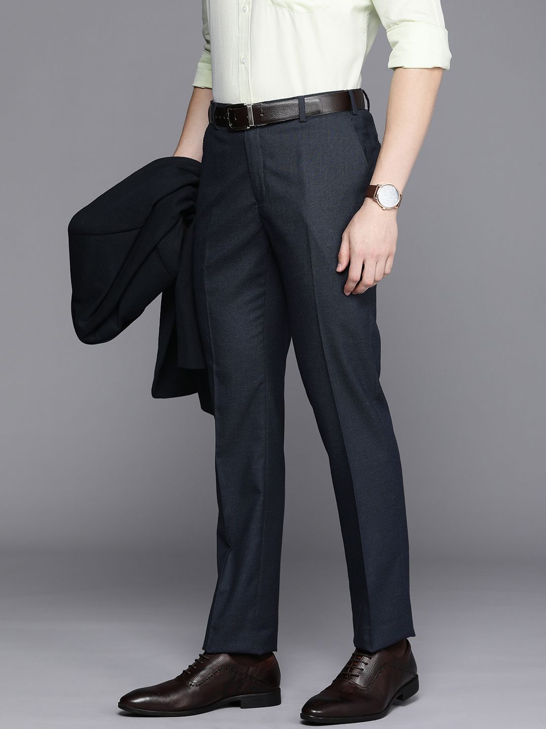 Raymond Men Textured Slim Fit Formal Trousers