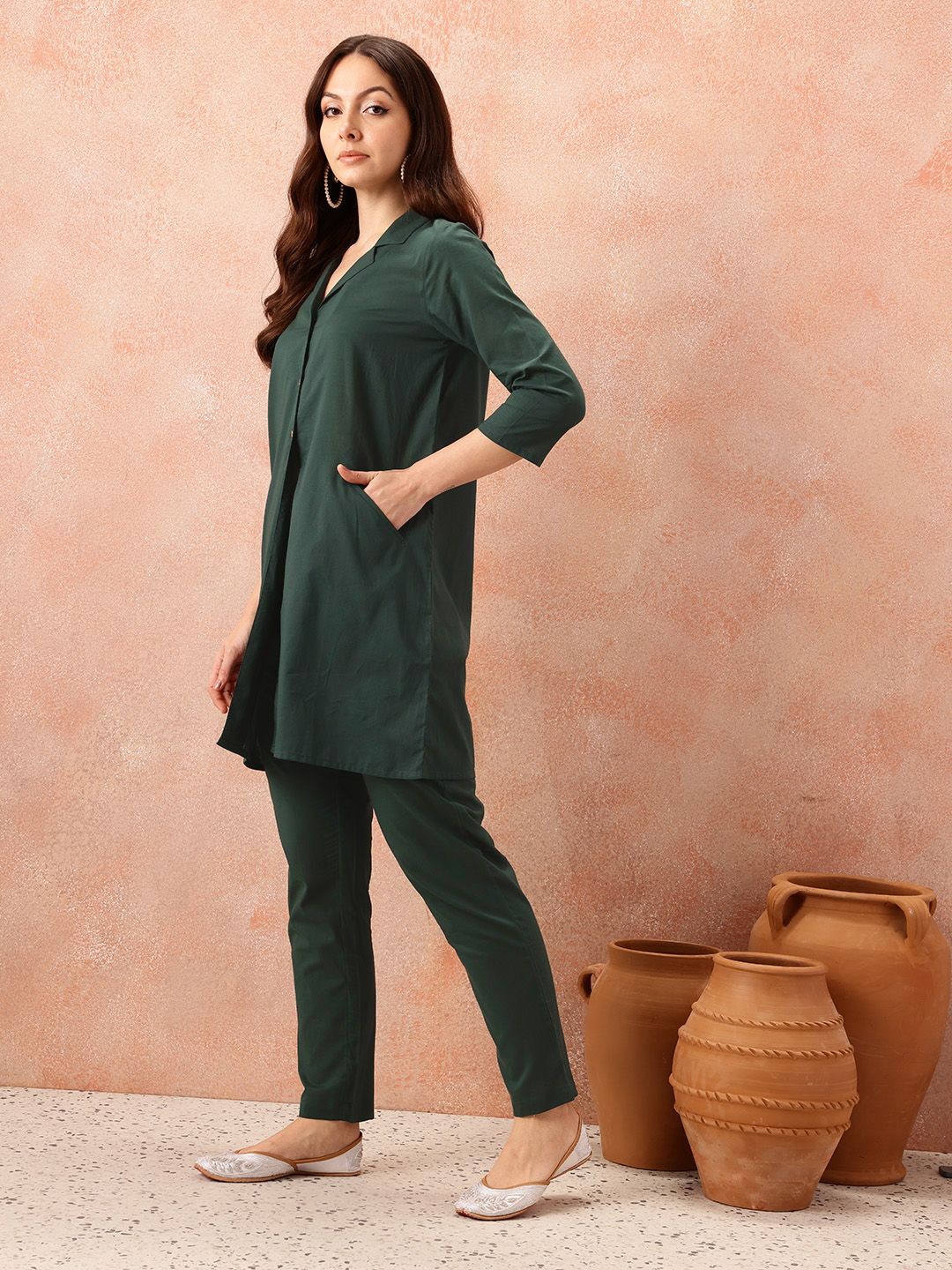 all about you Women Pure Cotton Shirt Kurta with Trousers