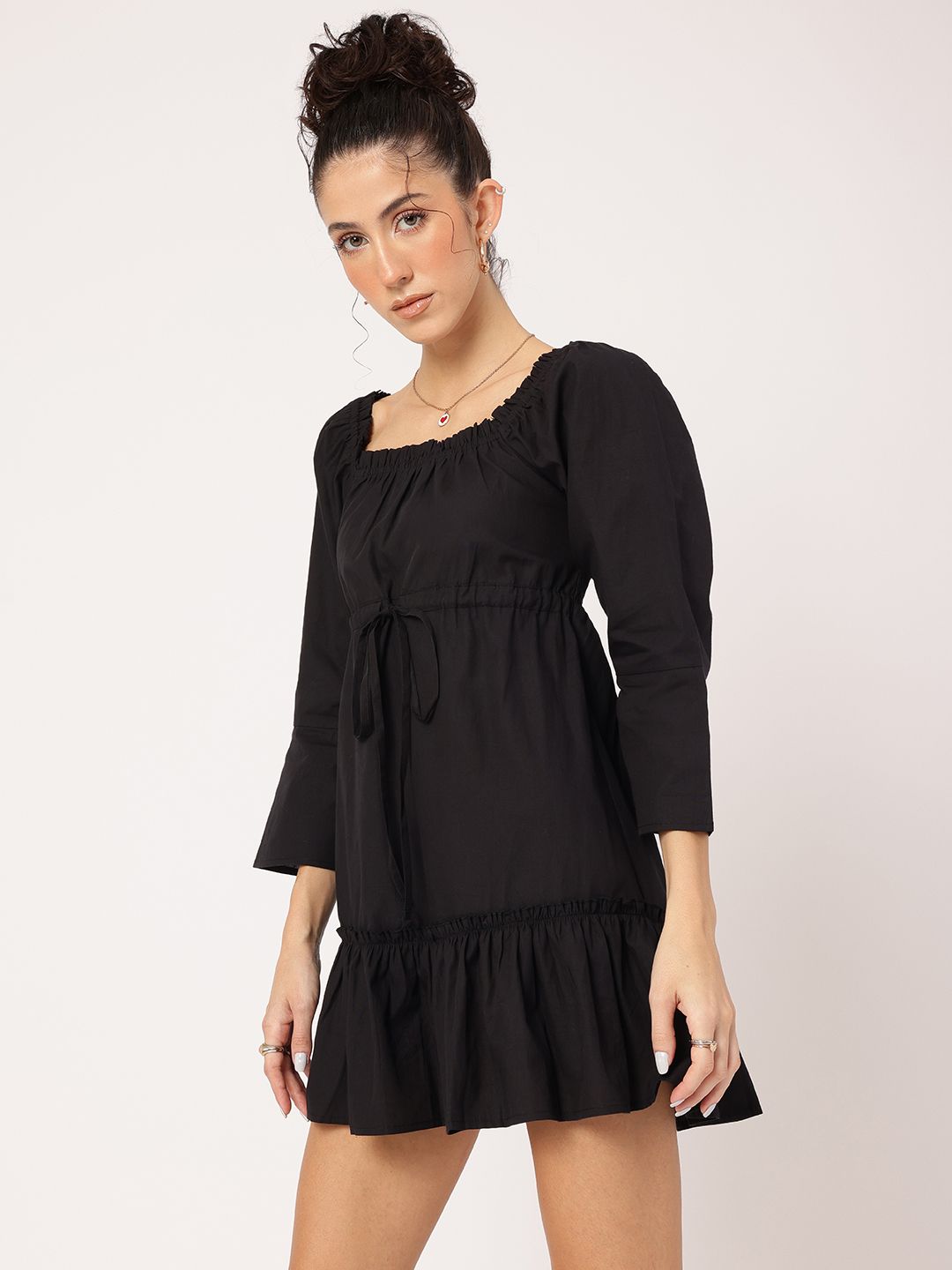 DressBerry City Slicker Tie-Up Waist A-Line Mini Dress