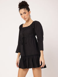 DressBerry City Slicker Tie-Up Waist A-Line Mini Dress