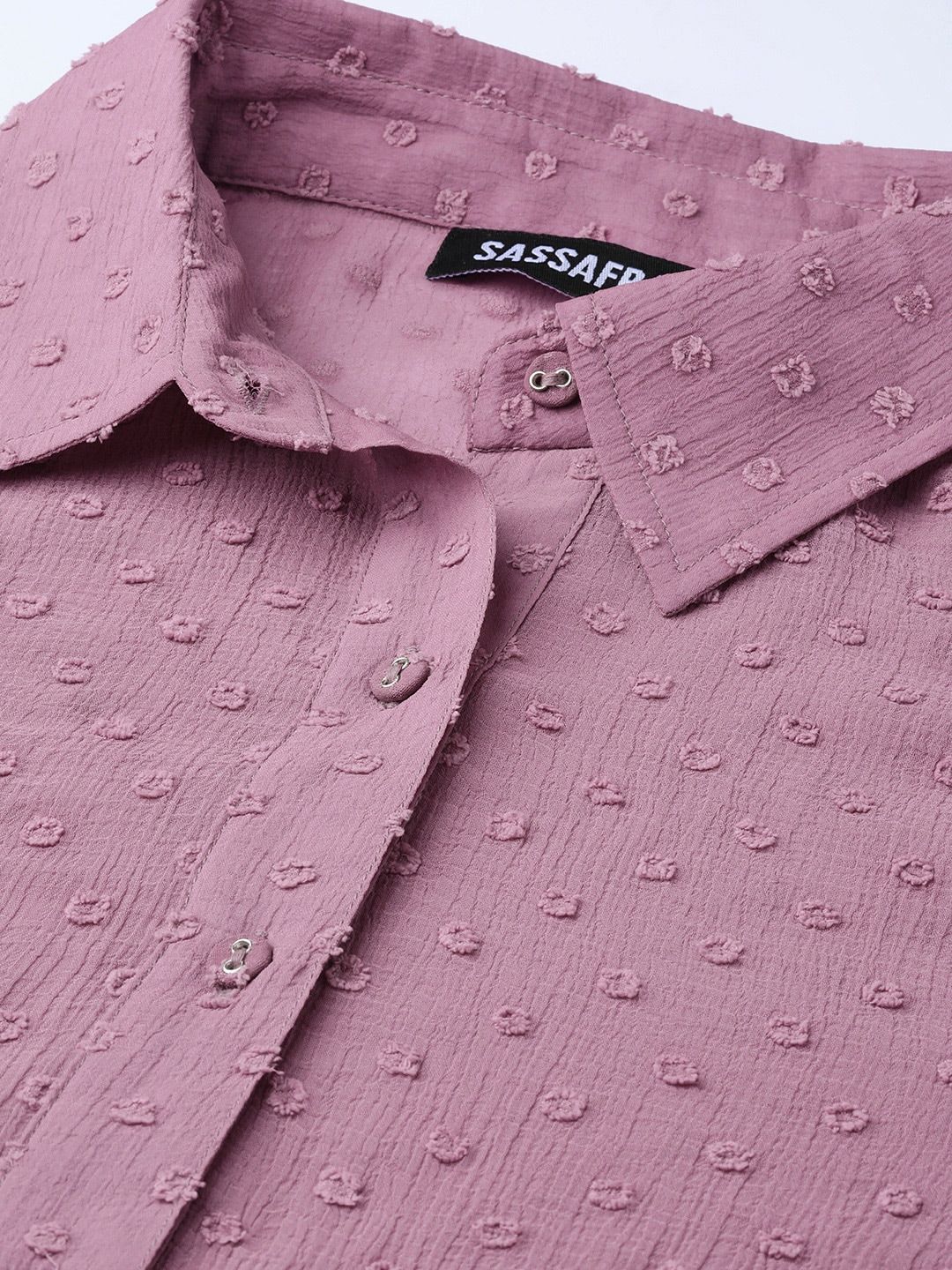 SASSAFRAS Mauve Dobby Sheer Boxy Shirt