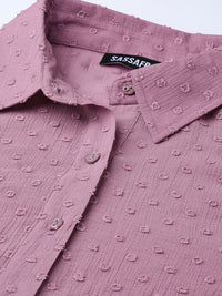 SASSAFRAS Mauve Dobby Sheer Boxy Shirt