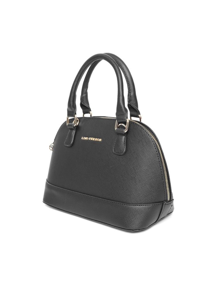 Lino Perros Black Solid Handheld Bag with Detachable Sling Strap