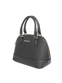 Lino Perros Black Solid Handheld Bag with Detachable Sling Strap
