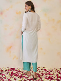 Indo Era Women Geometric Embroidered Thread Work Floral Kurta