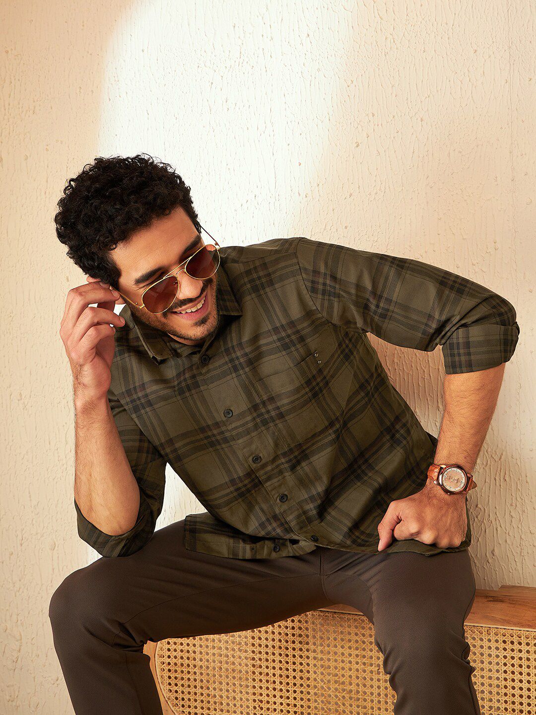 DENNISON Smart Tartan Checks Checked Casual Shirt