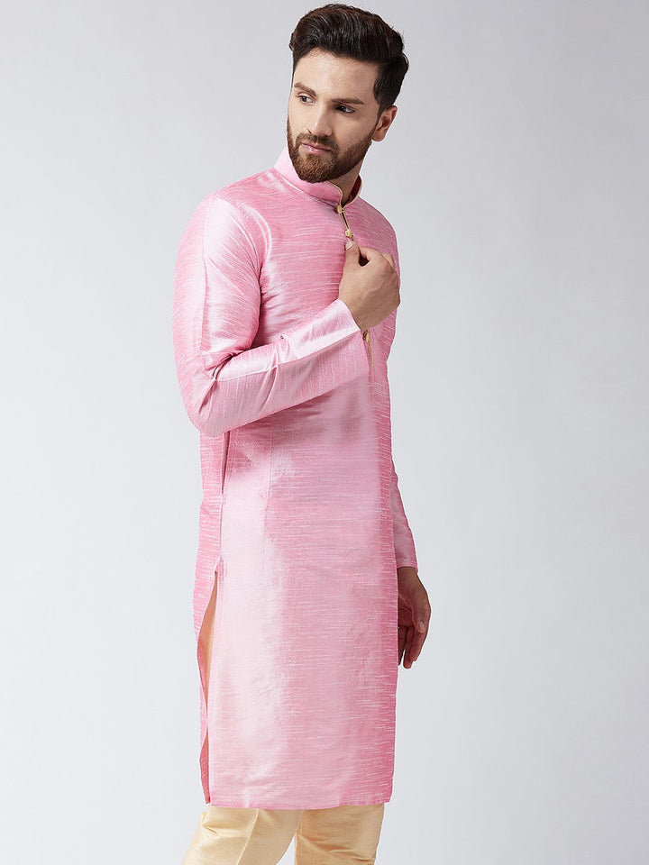 SOJANYA Men Pink Solid Kurta Lurus