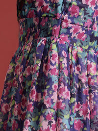 all about you Floral Print Puff Sleeve A-Line Midi Dress