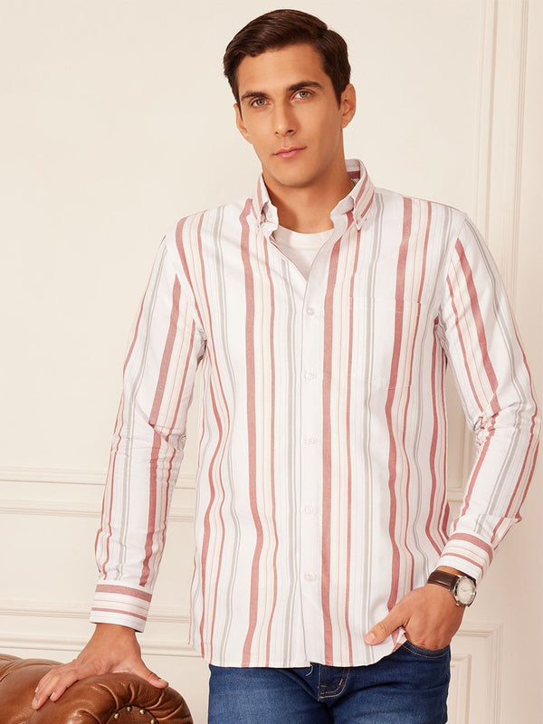 DENNISON Smart Striped Button-Down Collar Casual Shirt