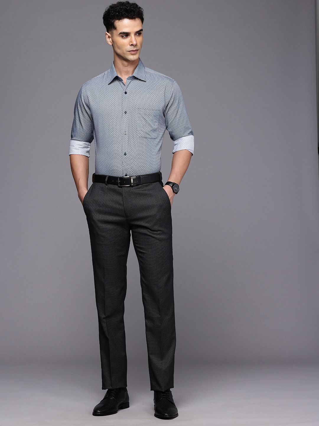 Raymond Slim Fit Geometric Printed Pure Cotton Formal Shirt