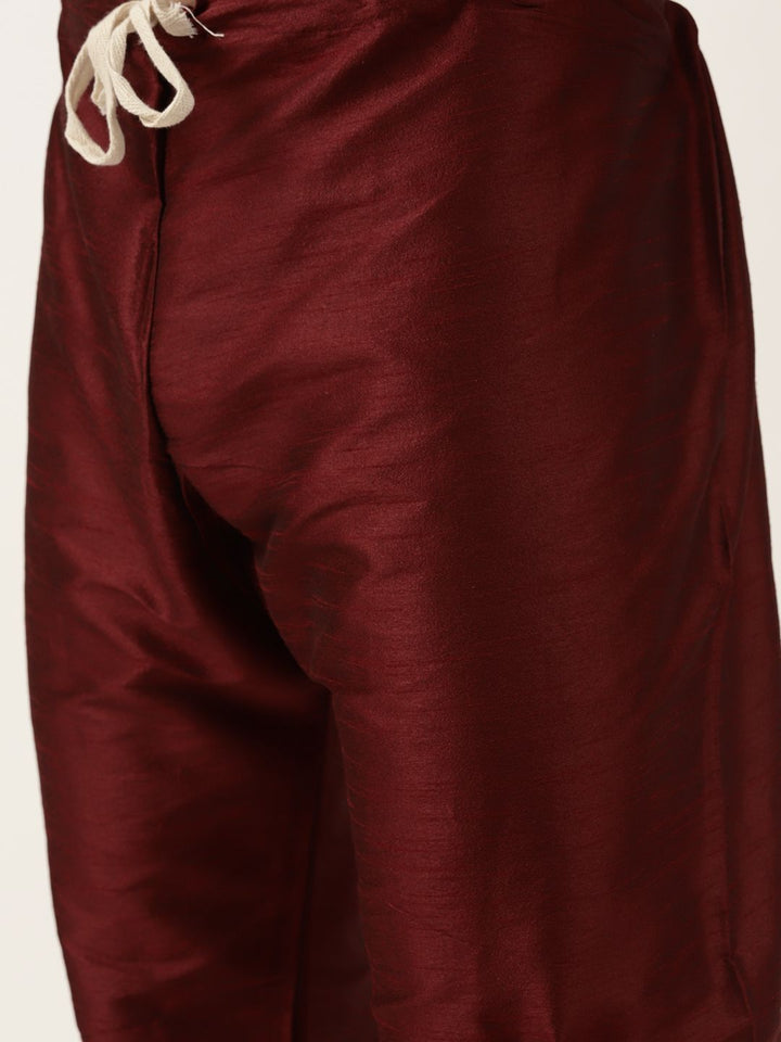 SOJANYA Kurta Solid Maroon Lelaki dengan Jaket Churidar & Printed