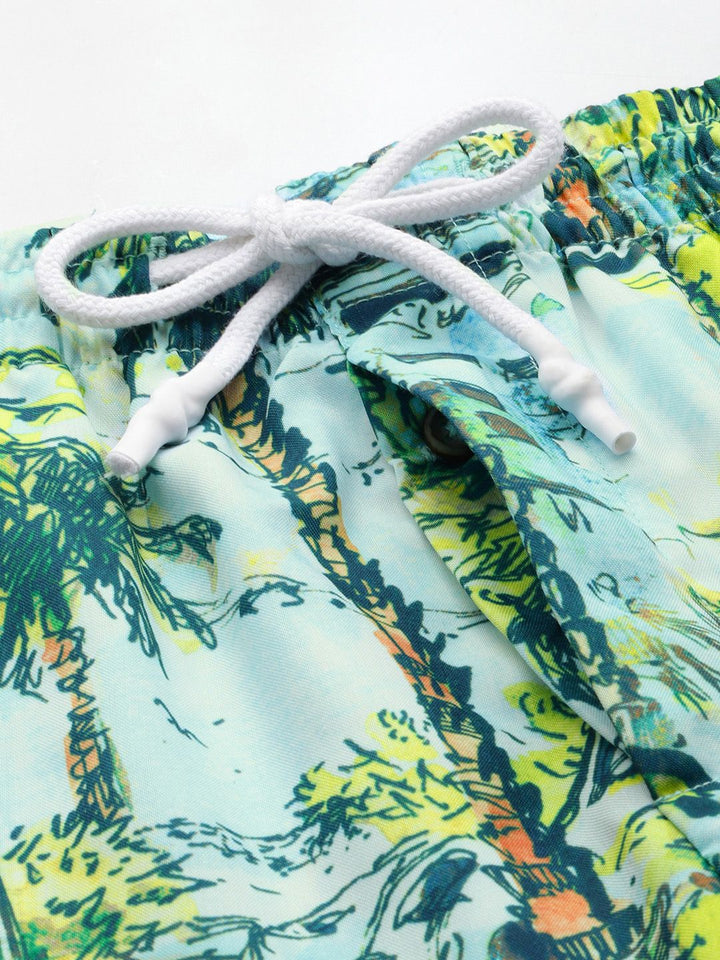 The Indian Garage Co Men Tropical Printed Short with Shirt