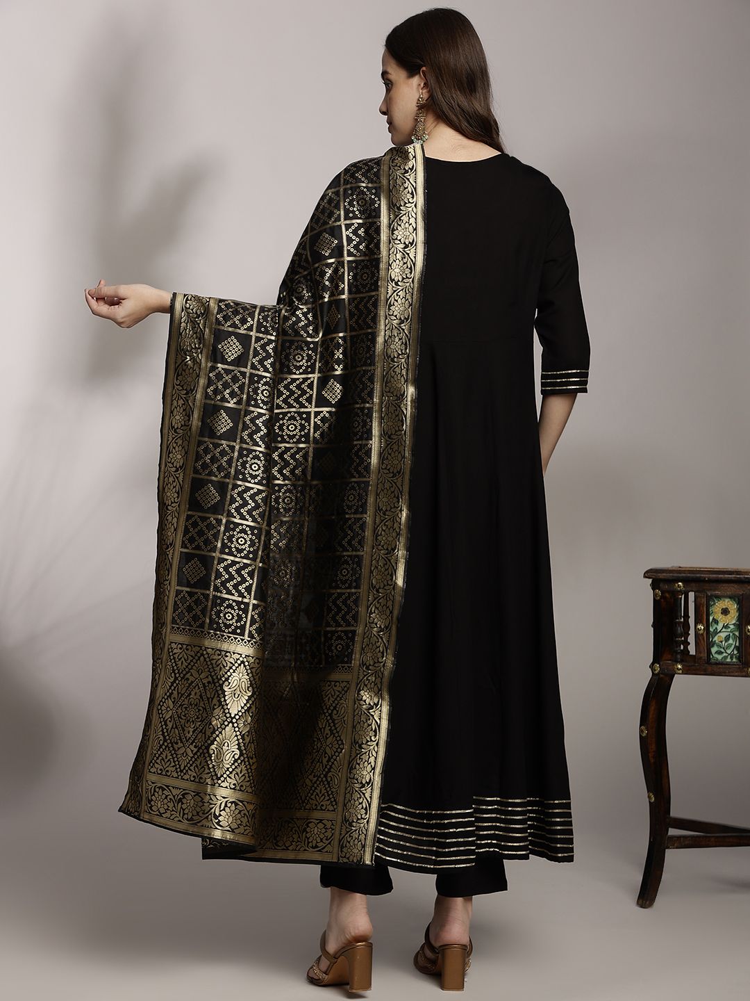 Anouk Women Ethnic Motifs Embroidered Kurta with Trousers & Dupatta
