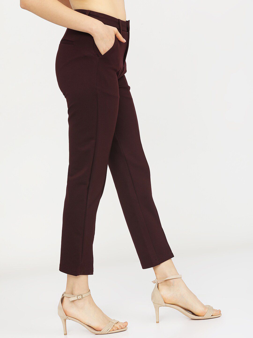 CHIC BY TOKYO TALKIES Women Purple Slim Fit Trousers