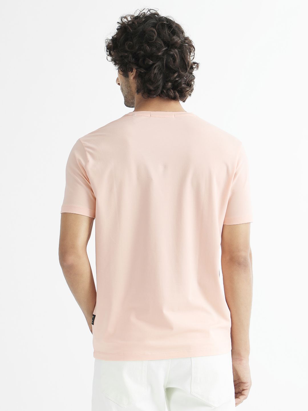 RARE RABBIT Men Hew Typography Printed Cotton Slim Fit T-Shirt