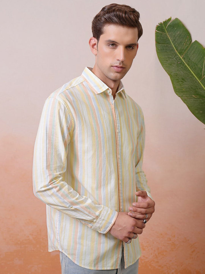 "Locomotive Premium Men Striped Relaxed   Shirt"