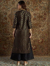 Shae by SASSAFRAS Women Black Floral Embroidered Kurta with Palazzos