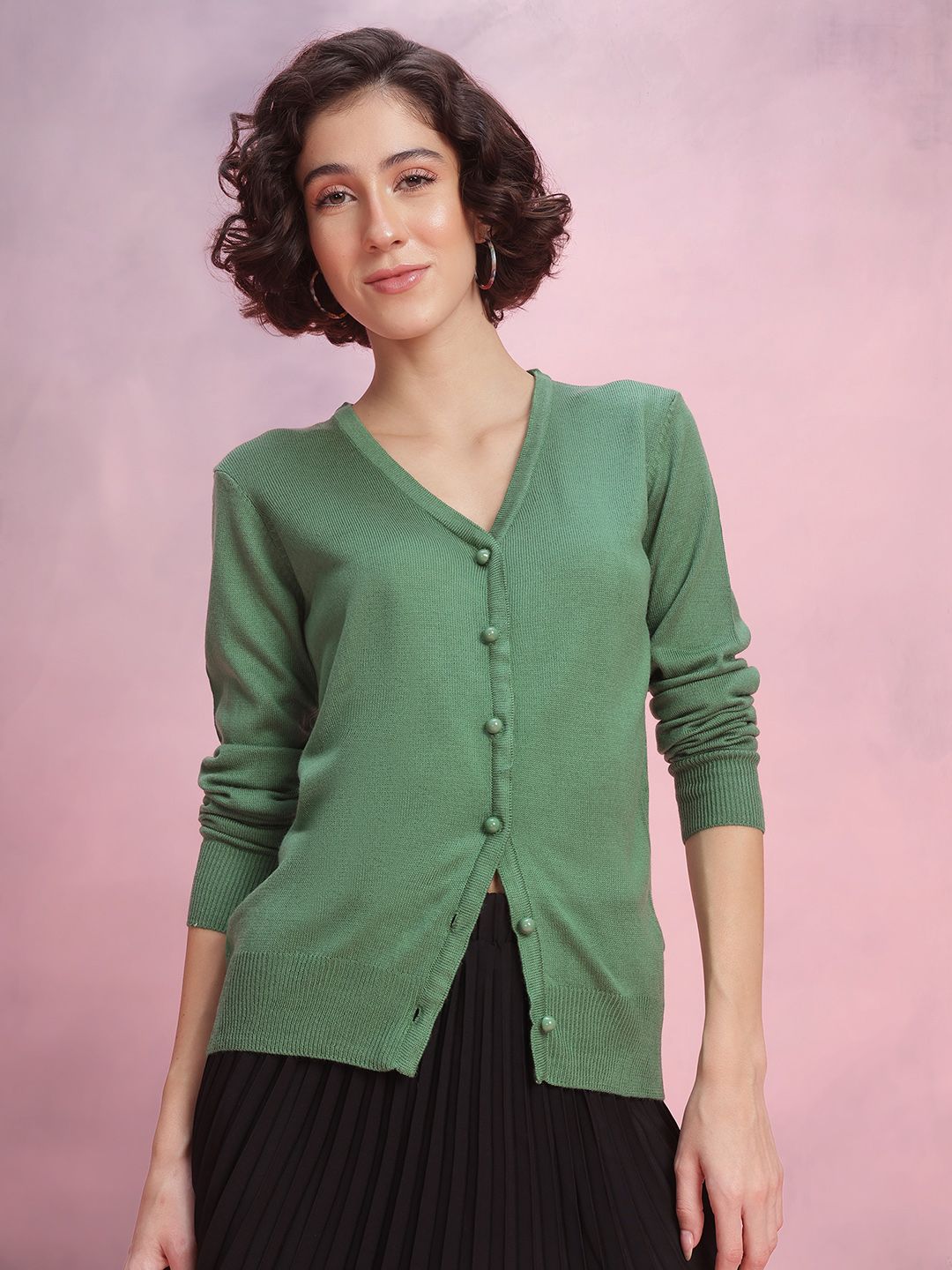 DressBerry Acrylic Button-Up Cardigan