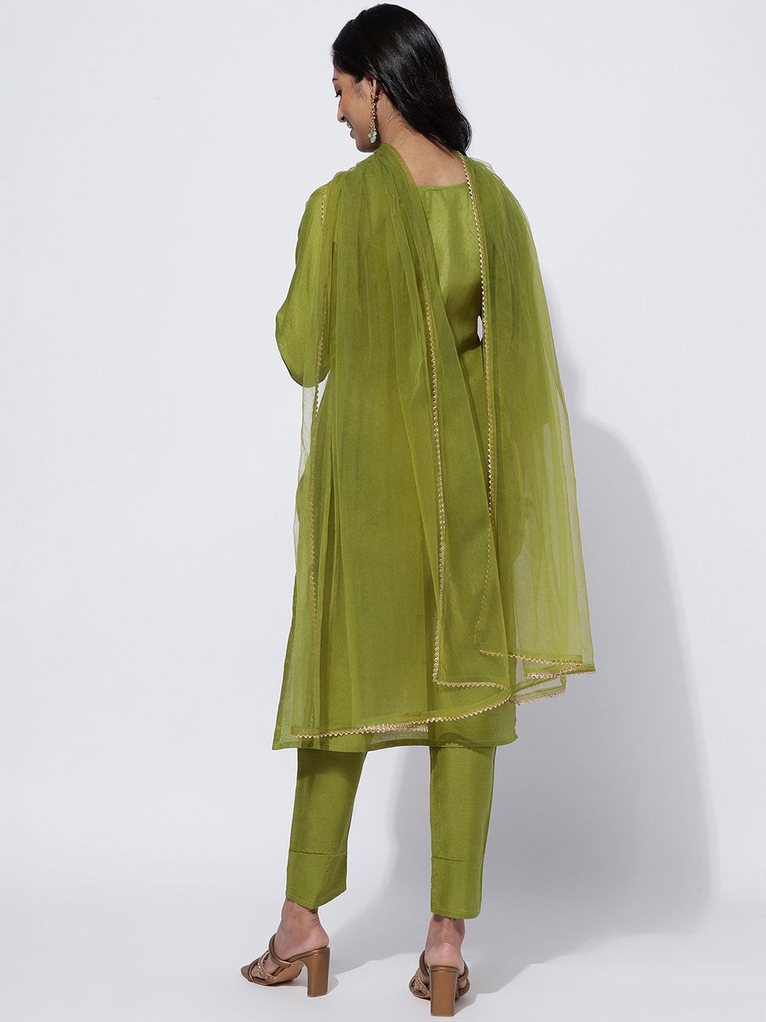 KALINI Ethnic Motifs Embroidered Yoke Design Kurta With Trousers & Dupatta
