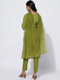 KALINI Ethnic Motifs Embroidered Yoke Design Kurta With Trousers & Dupatta