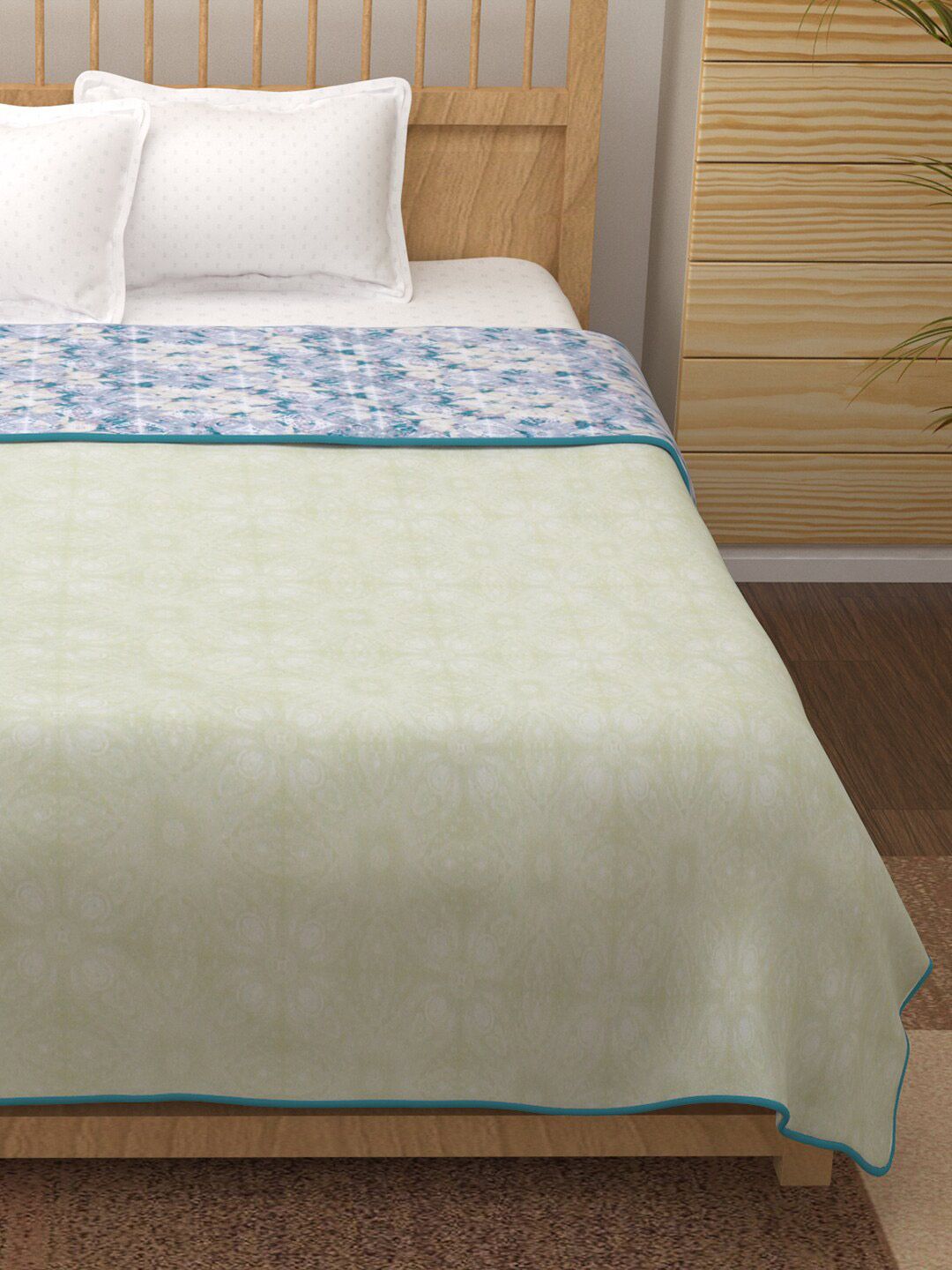 Story@home Blue Printed AC Room 150 GSM Reversible Cotton Double Bed Dohar