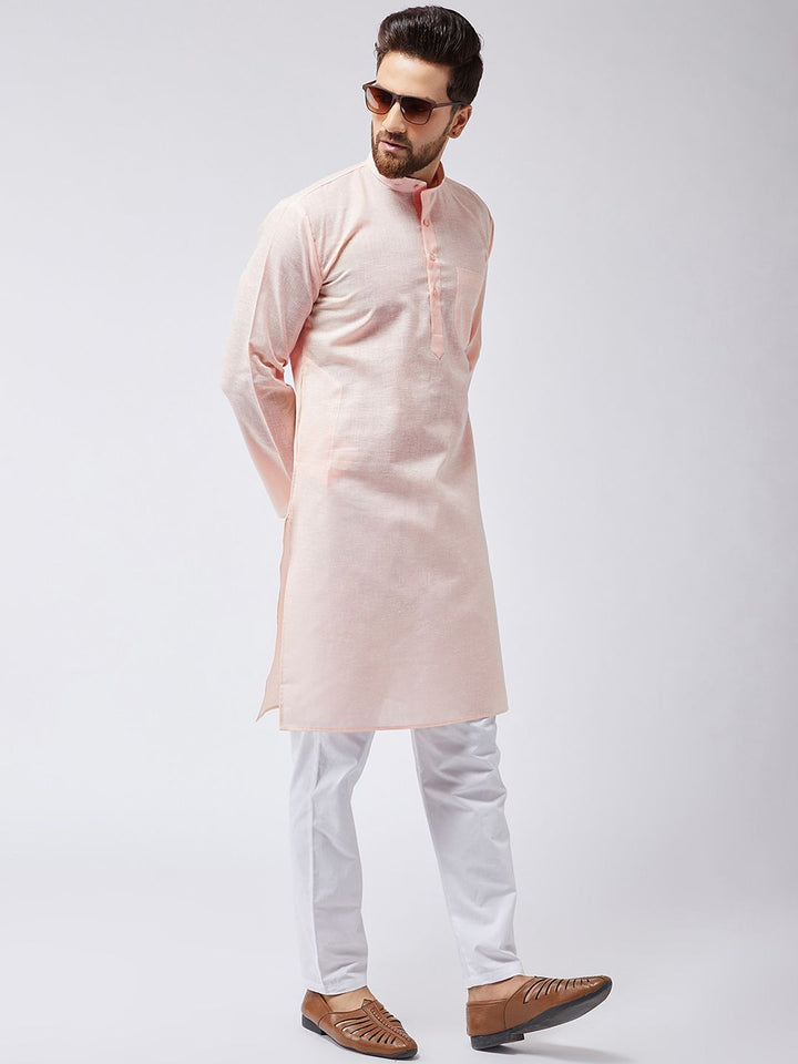 SOJANYA Kurta Lurus Pepejal Berwarna Peach Lelaki