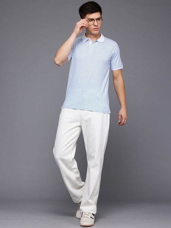 Raymond Geometric Print Polo Collar Pure Cotton Modern Fit T-shirt