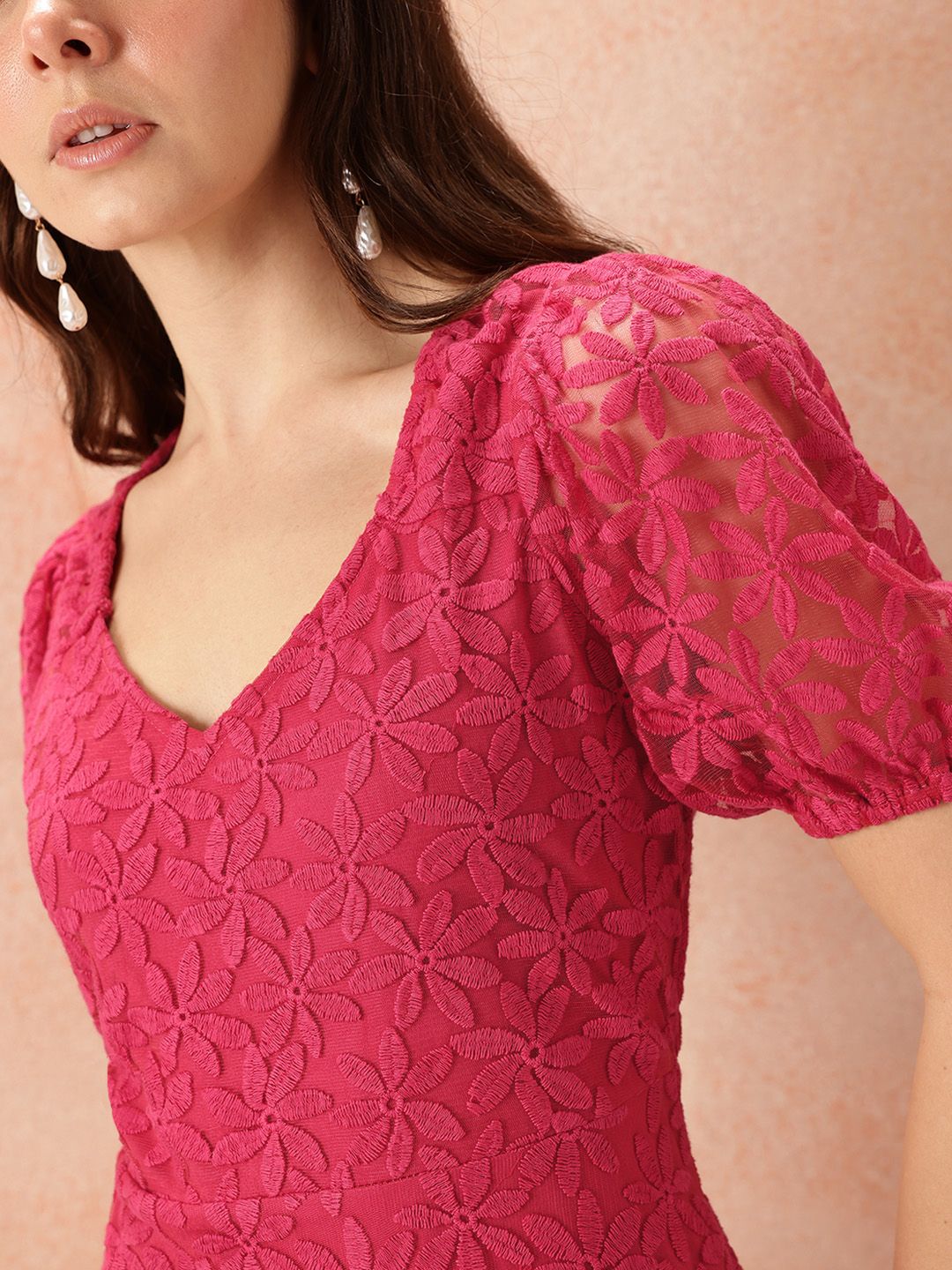 all about you Floral Lace A-Line Midi Dress