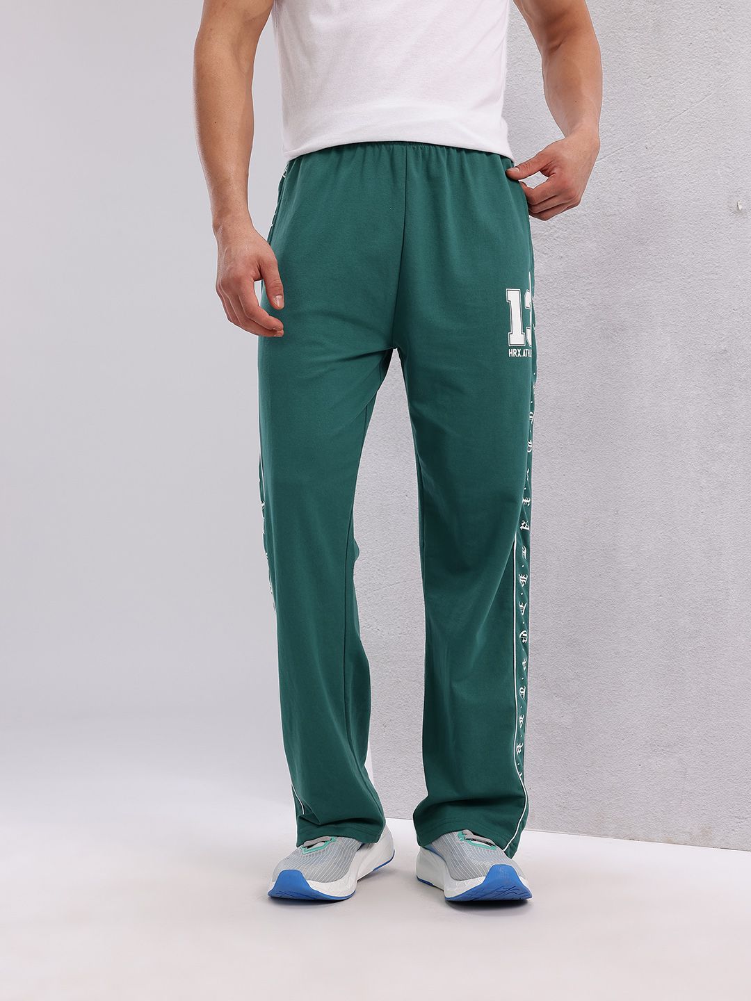 HRX by Hrithik Roshan Men Typography Detail Mid-Rise Relaxed Fit Lifestyle Track Pants