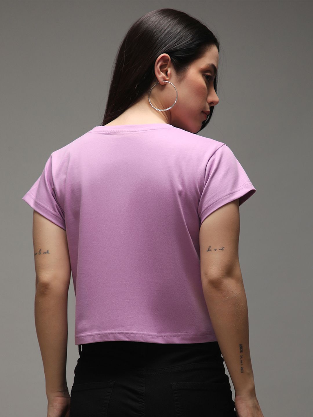 DILLINGER Women Regular Cropped Crew Neck Printed Tshirt