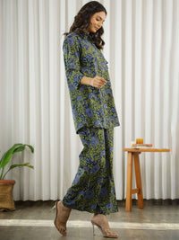 SANSKRUTIHOMES Floral Printed Pure Cotton Tunic With Palazzo Co-Ords